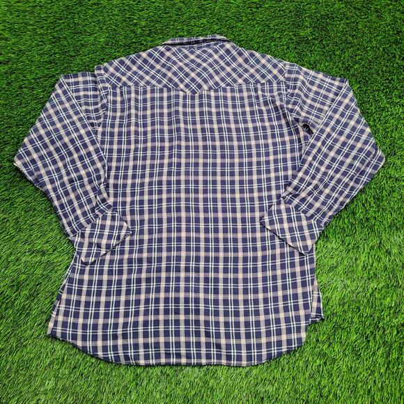 Vintage Wrangler Western Snap Shirt Large 22x30 Shadow Plaid - Picture 2 of 11